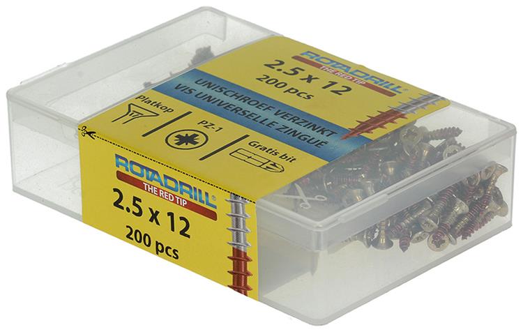 Rotadrill 1039959 - vite universale vkpzd gl vz 2,5x12 (200) | 4 pezzi