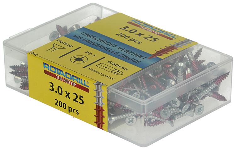 Rotadrill 1039962 - vite universale vkpzd vz 3,0x25mm (200) | 4 pezzi