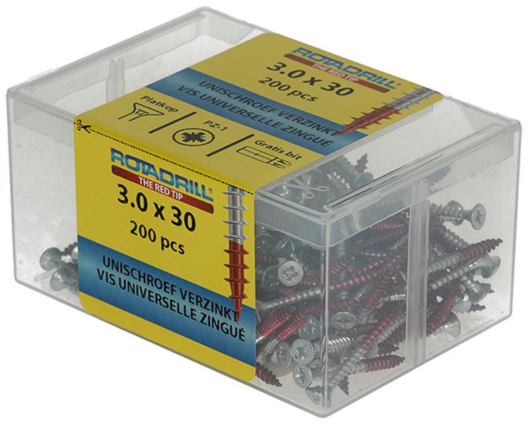 Rotadrill 1039963 - vite universale vkpzd vz 3,0x30mm (200) | 4 pezzi