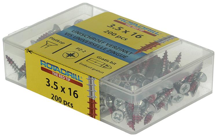 Rotadrill 1039964 - vite universale vkpzd vz 3,5x16mm (200) | 4 pezzi
