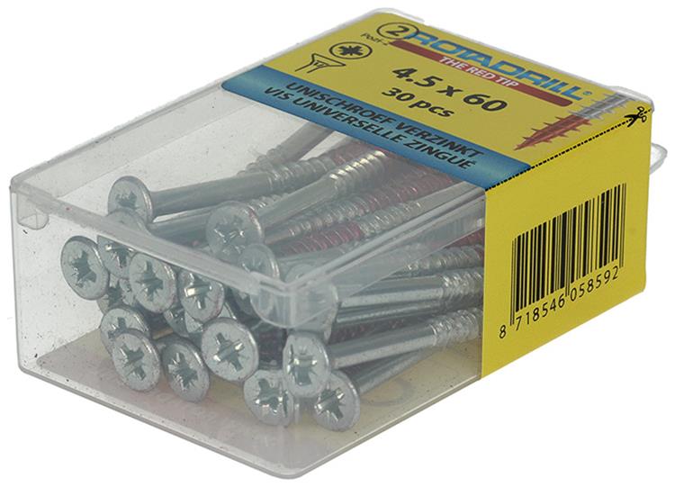 Rotadrill 1039805 - tornillo universal vk pzd vz 4,5x60mm (30) | 6 piezas