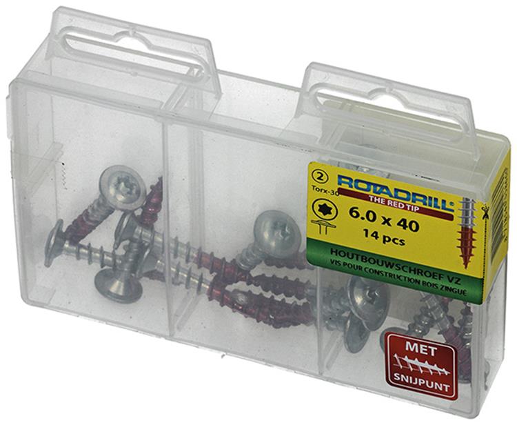 Rotadrill 1039917 - houtbouwschroef tellerkop vz tx 6.0x40mm(14) | 6 stuks