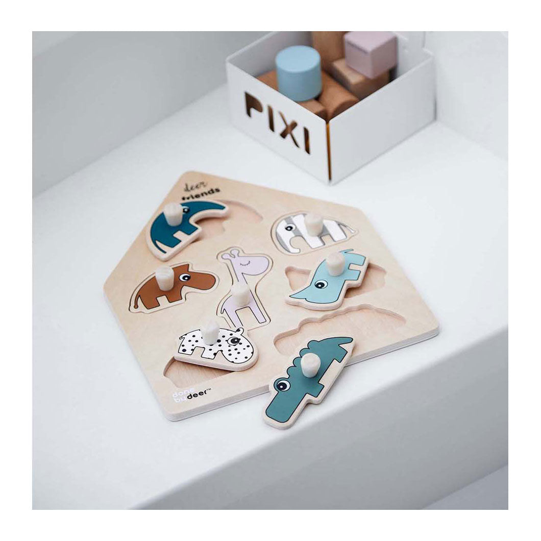 Fatto da Deer Wooden Nick Puzzle Herten Friends, 7st.