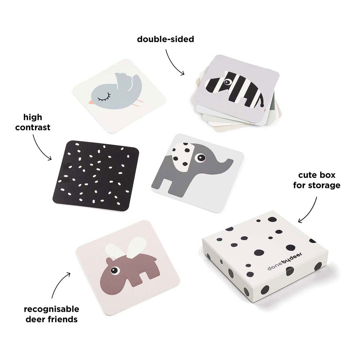 Fatto da Deer Baby Contrast Card Deer Friends, 10st.