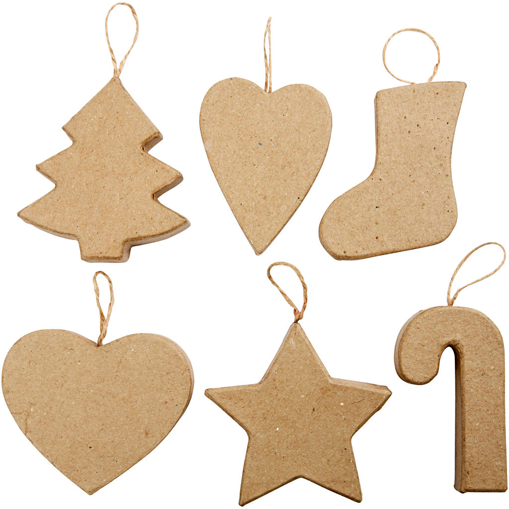 Grucce natalizie Creative Company, h: 7+8 cm, 6 pezzi, 1 scatola