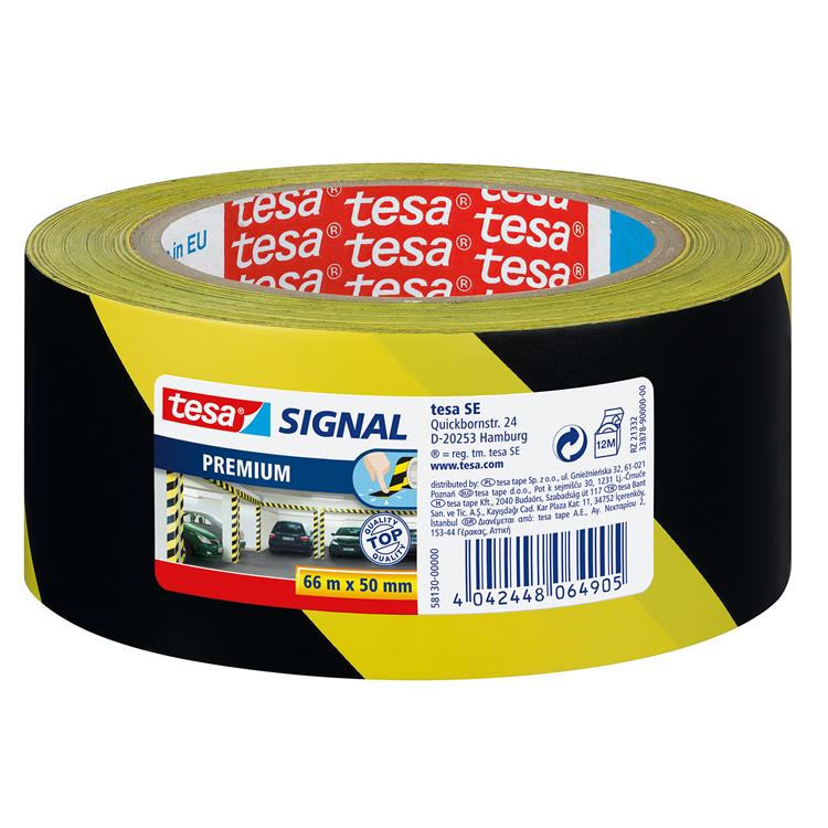 Tesa 1004951 - nastro di segnalazione nero giallo 66 m: 60 mm | 6 pezzi