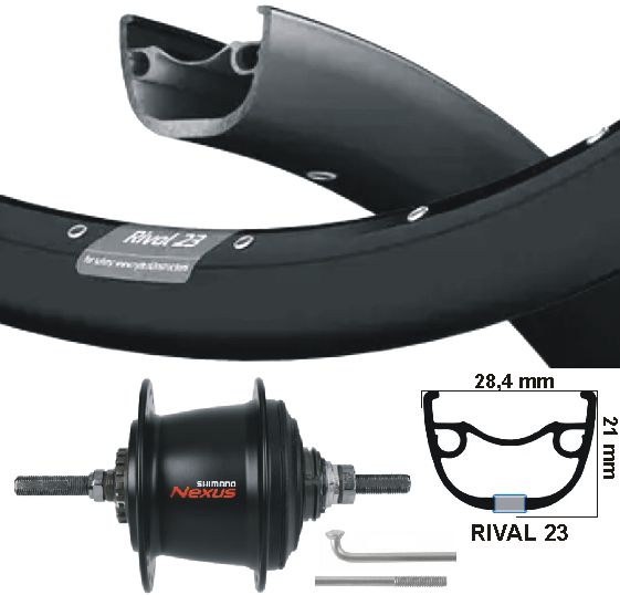 Ruota posteriore kgs 28 pollici 622 in acciaio inossidabile nero nexus 7 rullobrake