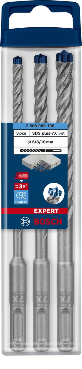 Set trapano a percussione Bosch Expert sds plus-7x 6 8 10 mm 3 pezzi