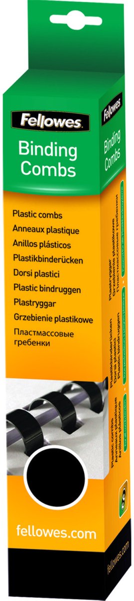 Fellowes plastic bindruggen rond 12mm - zwart (25 stuks)