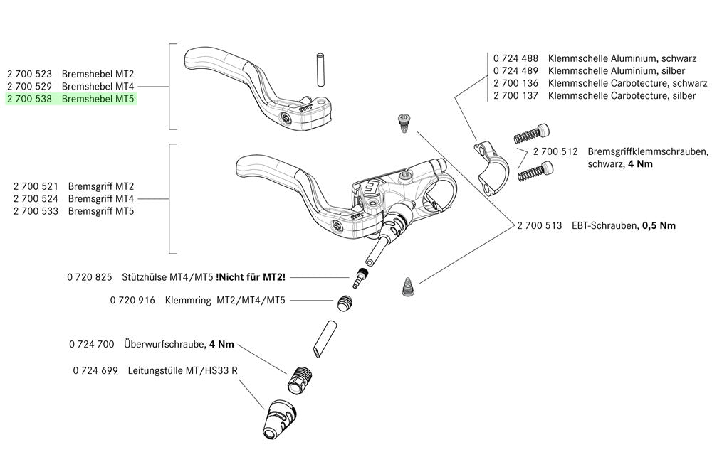 Leva freno Magura mt5 2 dita in alluminio dal 2015