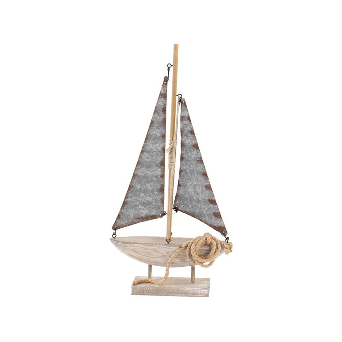 Cosydecor barca a vela in legno zinco 19x5x38cm