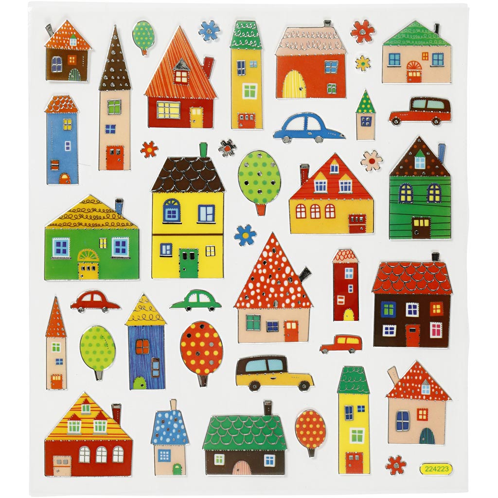 Pegatinas de empresa Creativ, ciudad, hoja 15x16,5 cm, 1 hoja