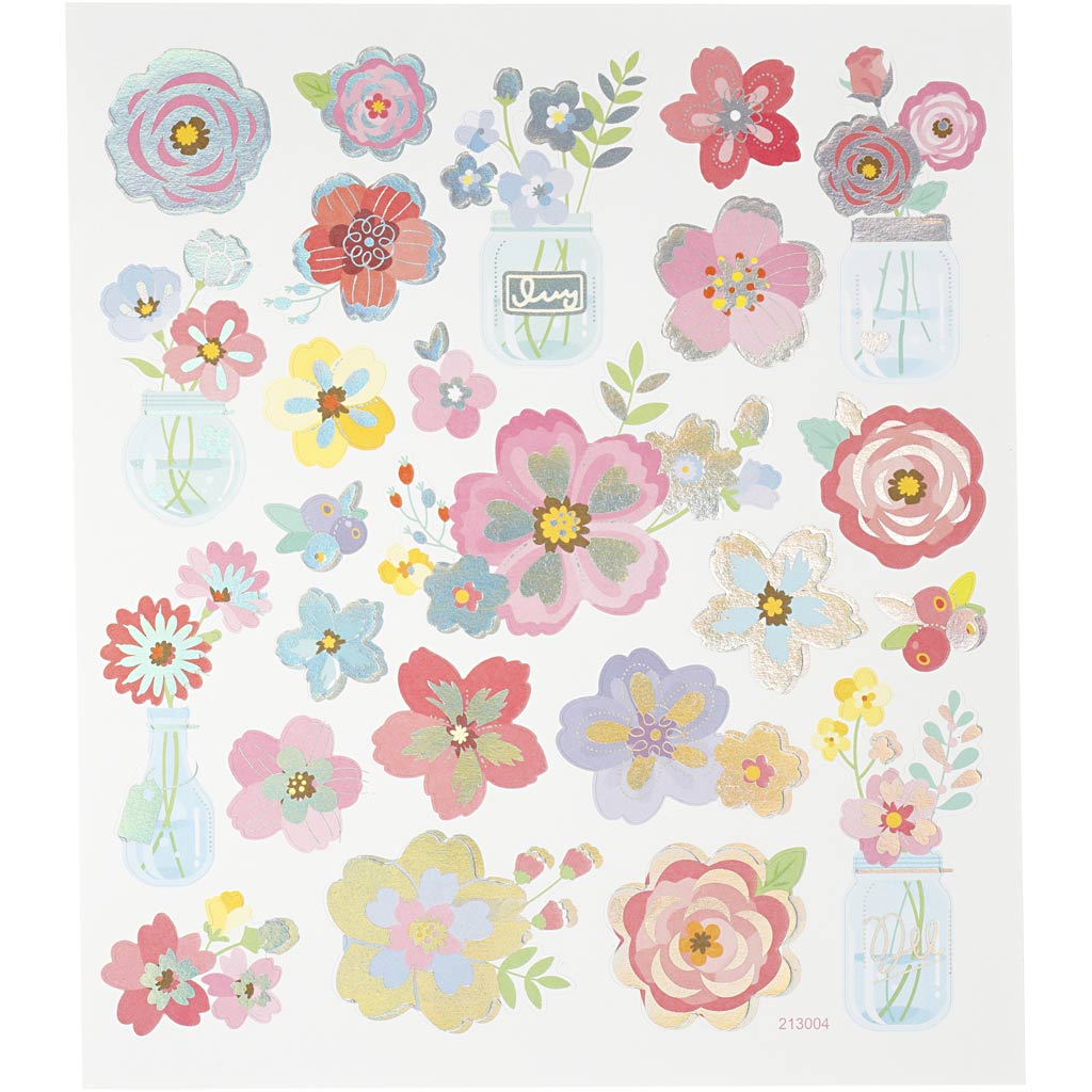 Adesivi aziendali Creativ, fiori primaverili, foglio 15x16,5 cm, 1 foglio
