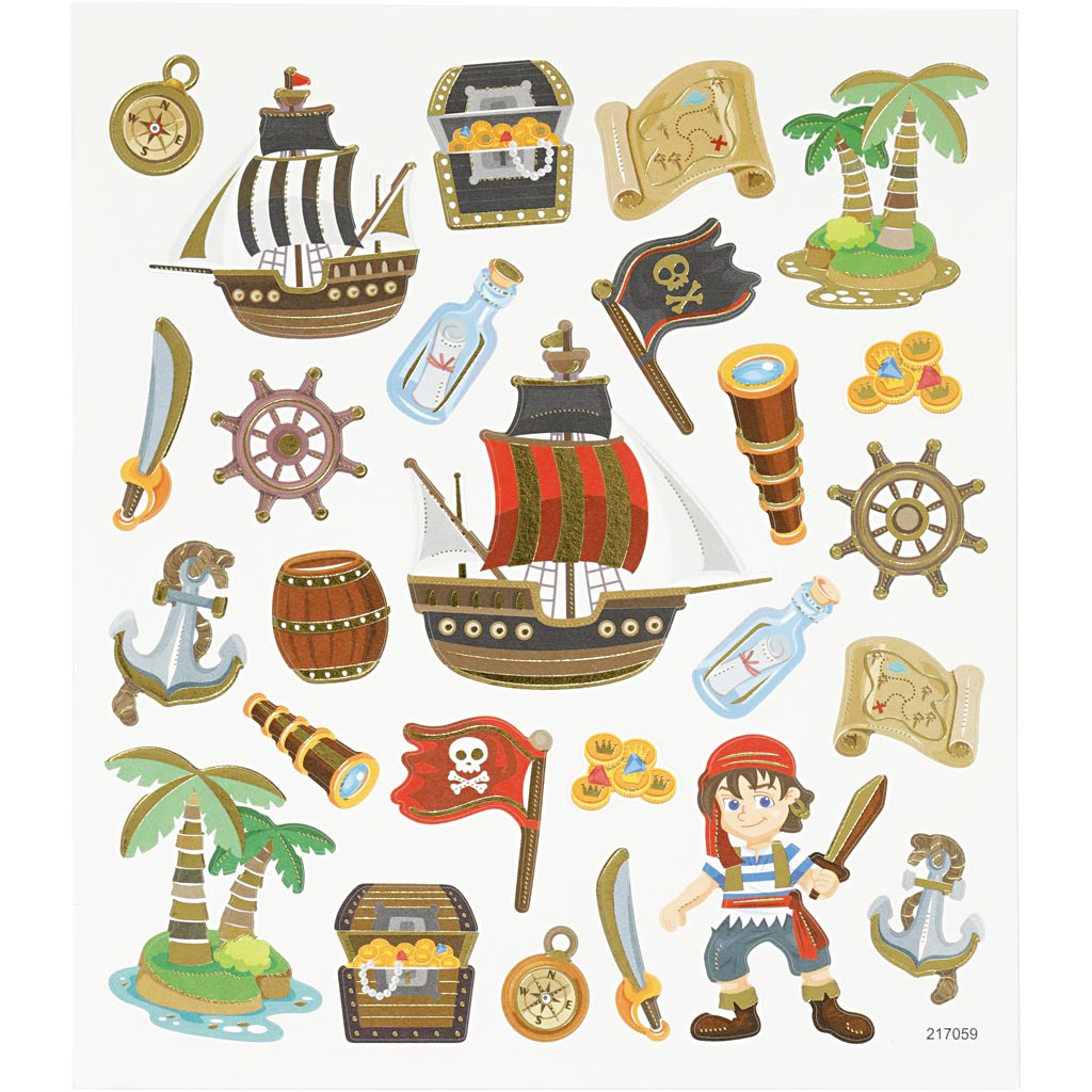 Pegatinas de empresa Creativ, piratas, hoja 15x16,5 cm, 1 hoja