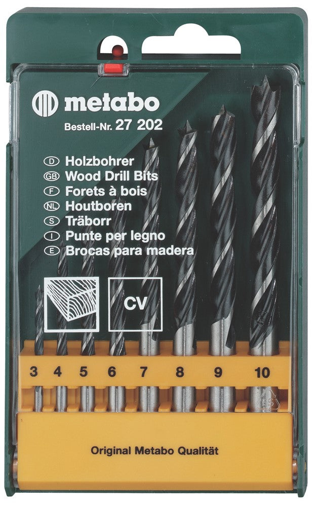 Cassetta trapano accessori Metabo, 8 punte per legno - 627202000