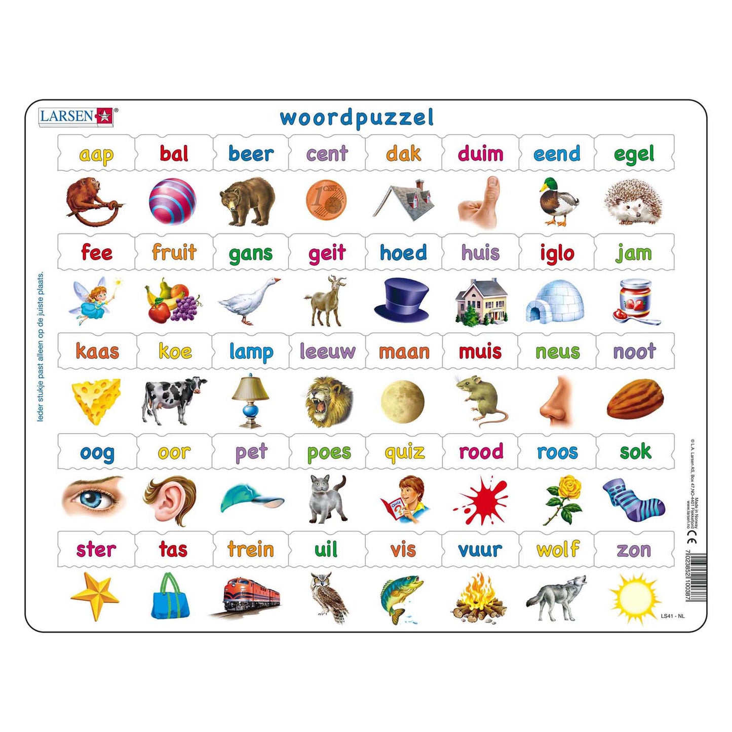 SelectA Larsen Impara a leggere Word Puzzle, 40 °.