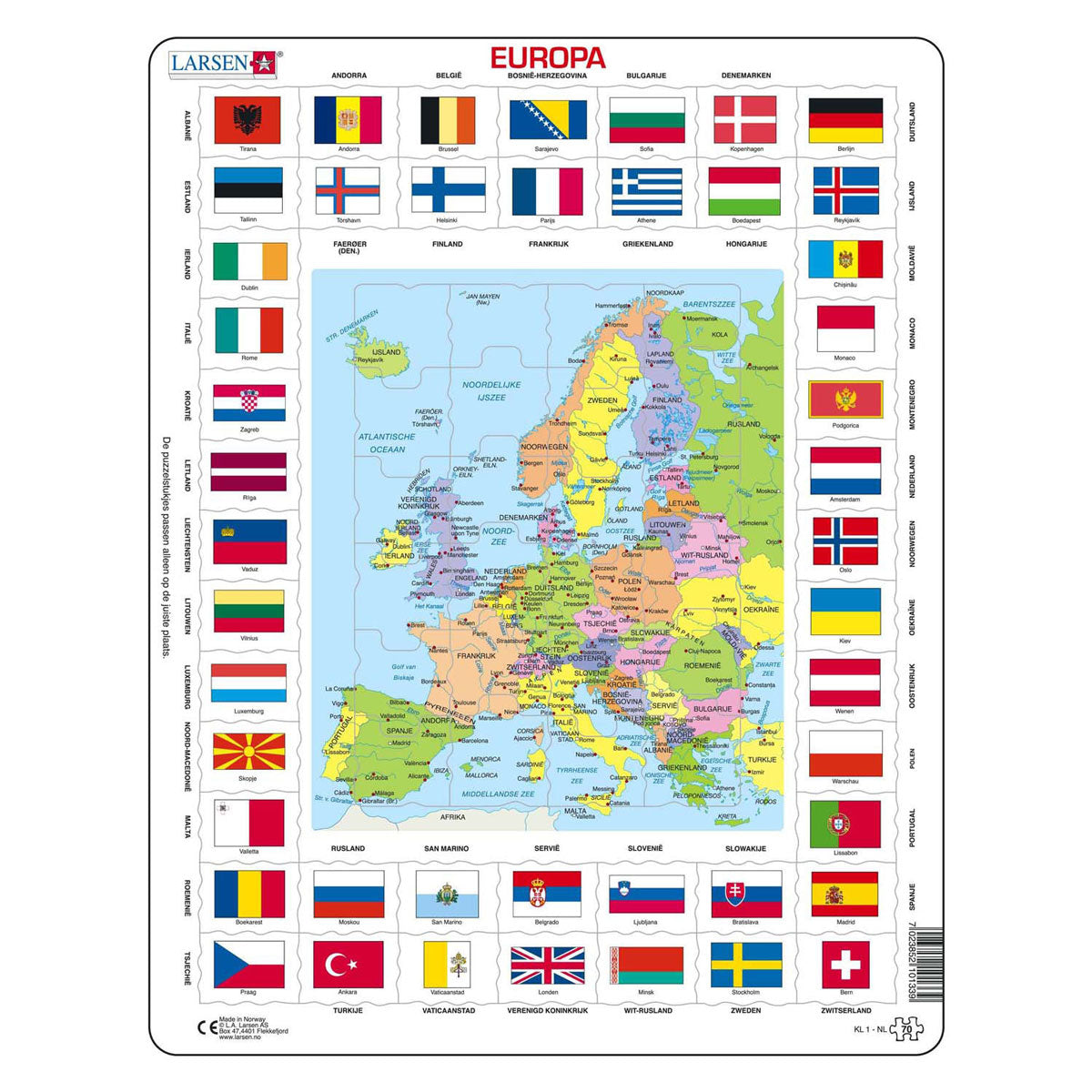 Selecta Larsen Map Europe con banderas, 70th.
