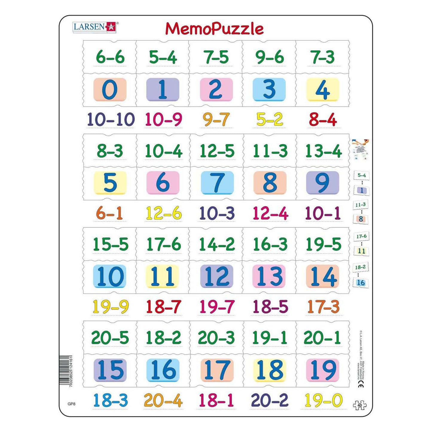 SelectA Larsen Memopuzel - Sottrai con numeri di 0-20, 40 °.