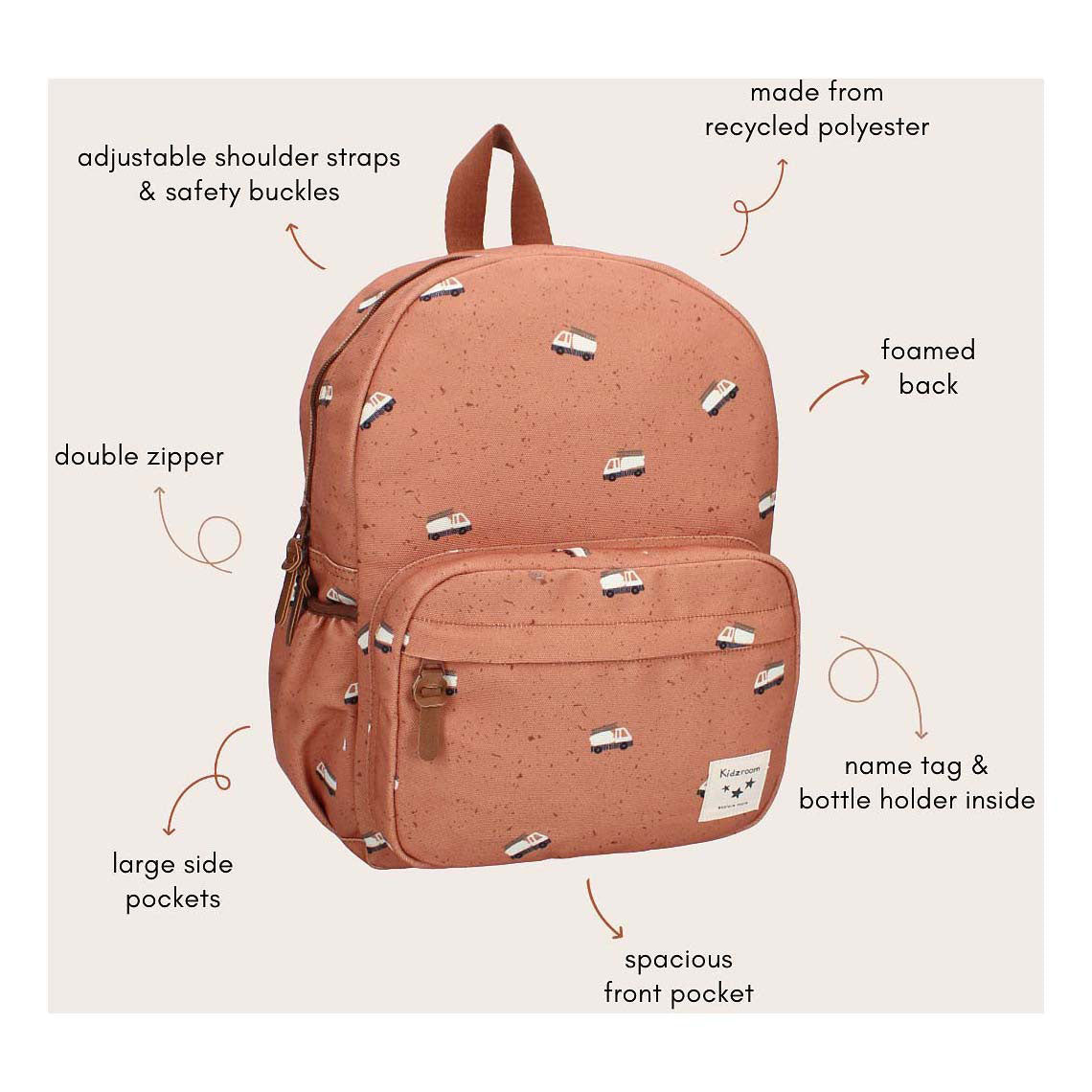 Mochila kidzroom Turín Recuerdos encantados de Brown Bomberos Bomberos
