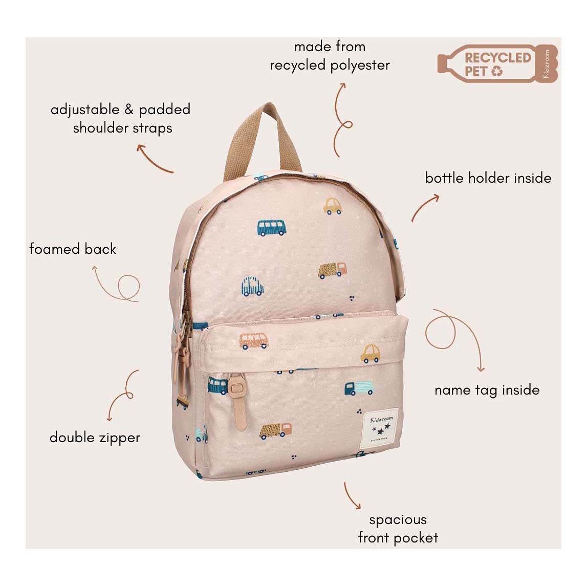 Zaino kidzroom paris paris coccole veicoli