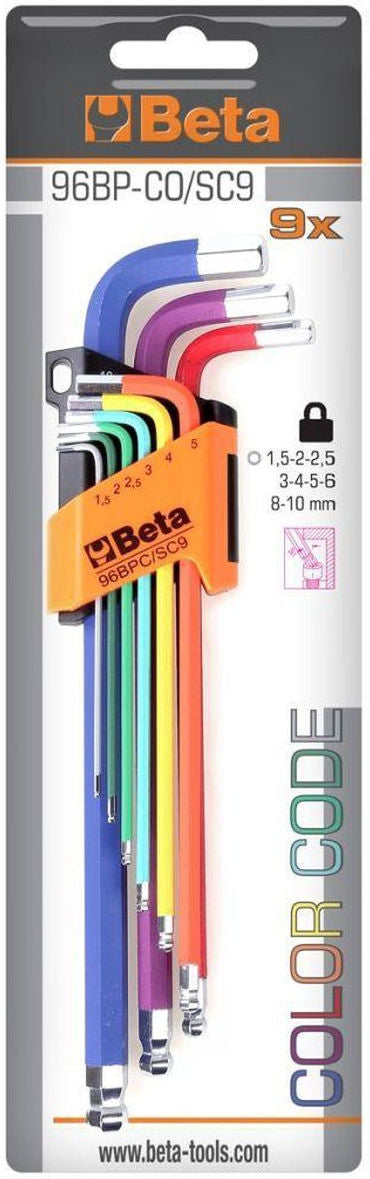 Beta Keys Stift Juego de 9 piezas Allen Right Hight Long