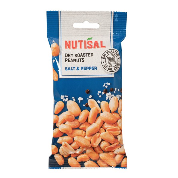 Nutisal cacahuetes secos tostados sal pimienta bolsa (14x 60gr)