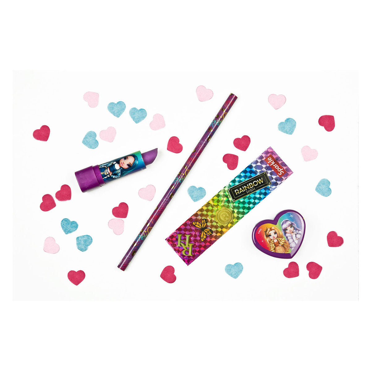 Conjunto de escritura encubierta Rainbow High en taza