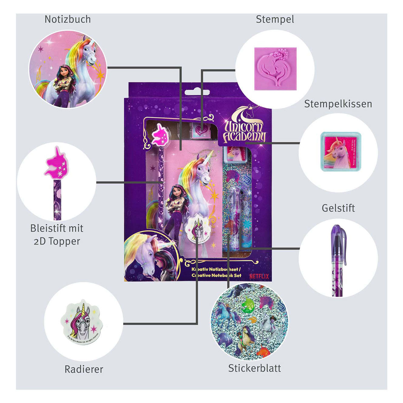 Set creativo Undercover Unicorn Academy con notebook, 8DLG