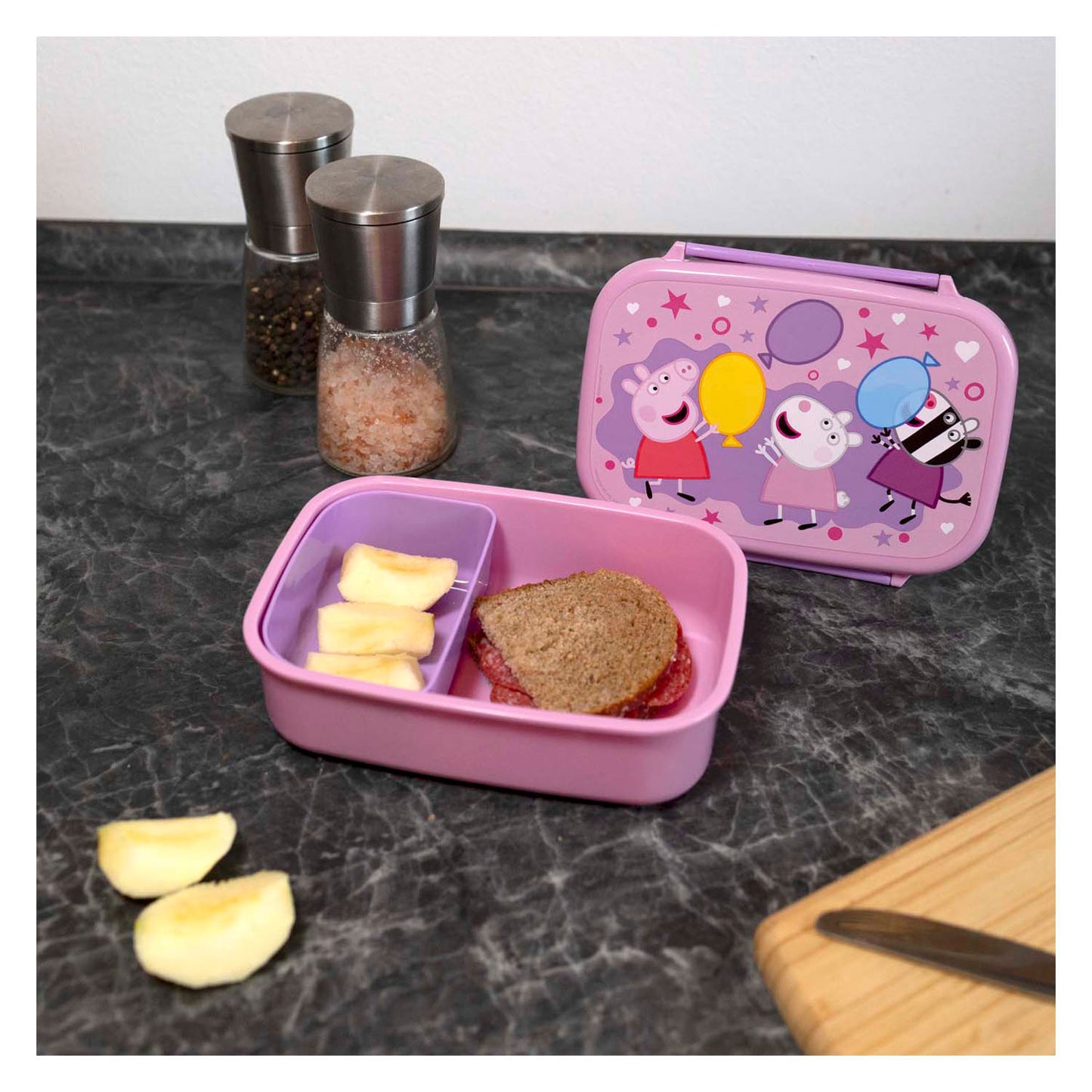 Lunchbox de cerdo de Peppa con bandeja de bocadillos