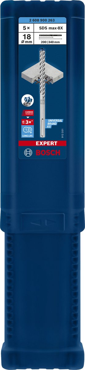 Trapano a percussione Bosch Expert sds max-8x 18 x 200 x 340 mm 5 pezzi