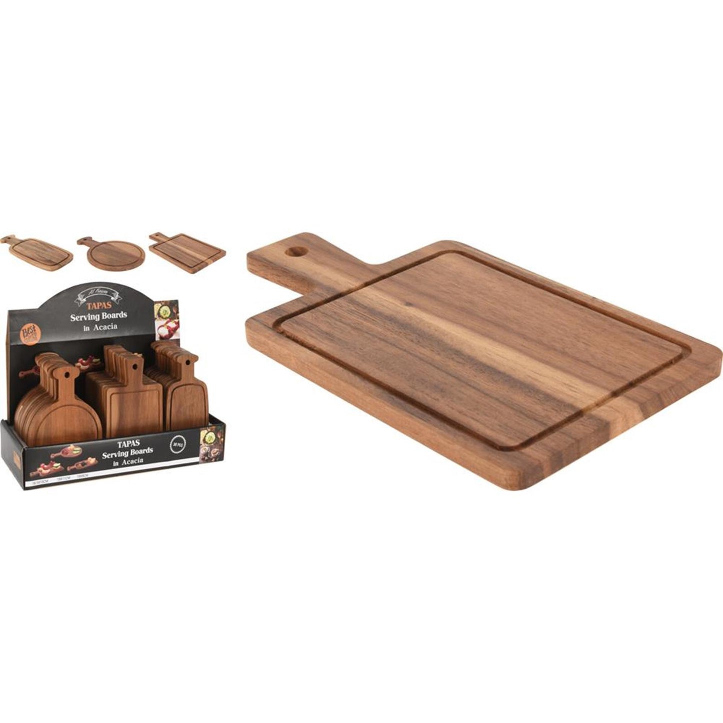Ottimo tagliere casalingo in legno di acacia 18 cm