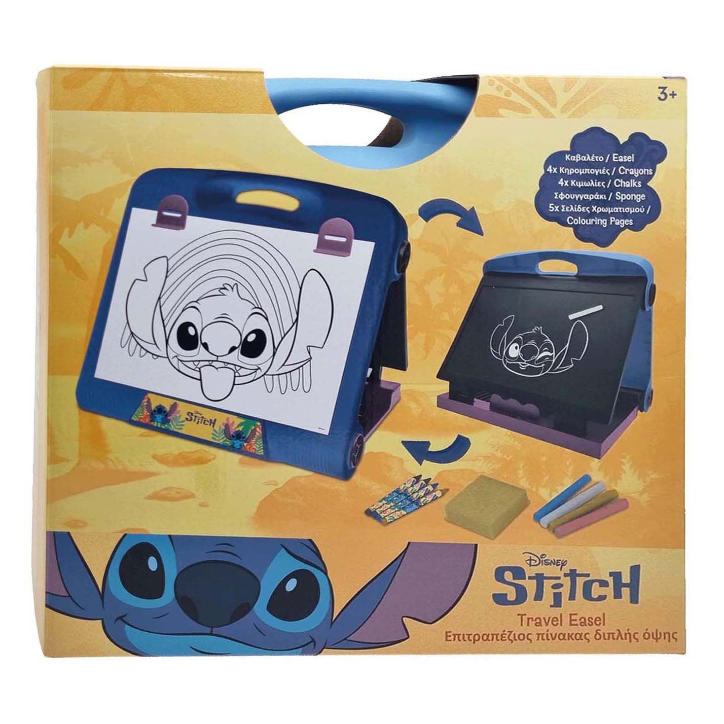Cavalletto da viaggio Toyland Stitch per disegnare, inclusi lavagna e pastelli