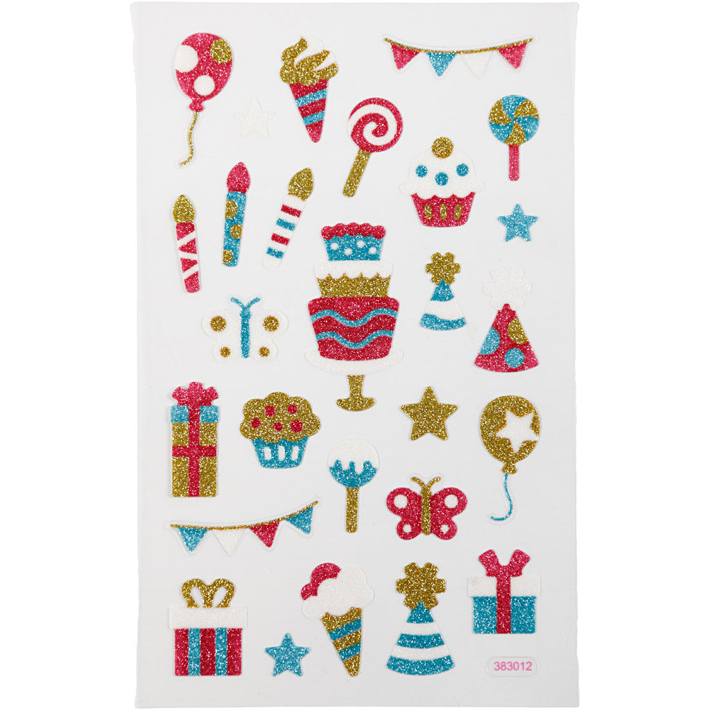 Adesivi glitter Creative Company, compleanno, foglio 10x16 cm, 1 foglio