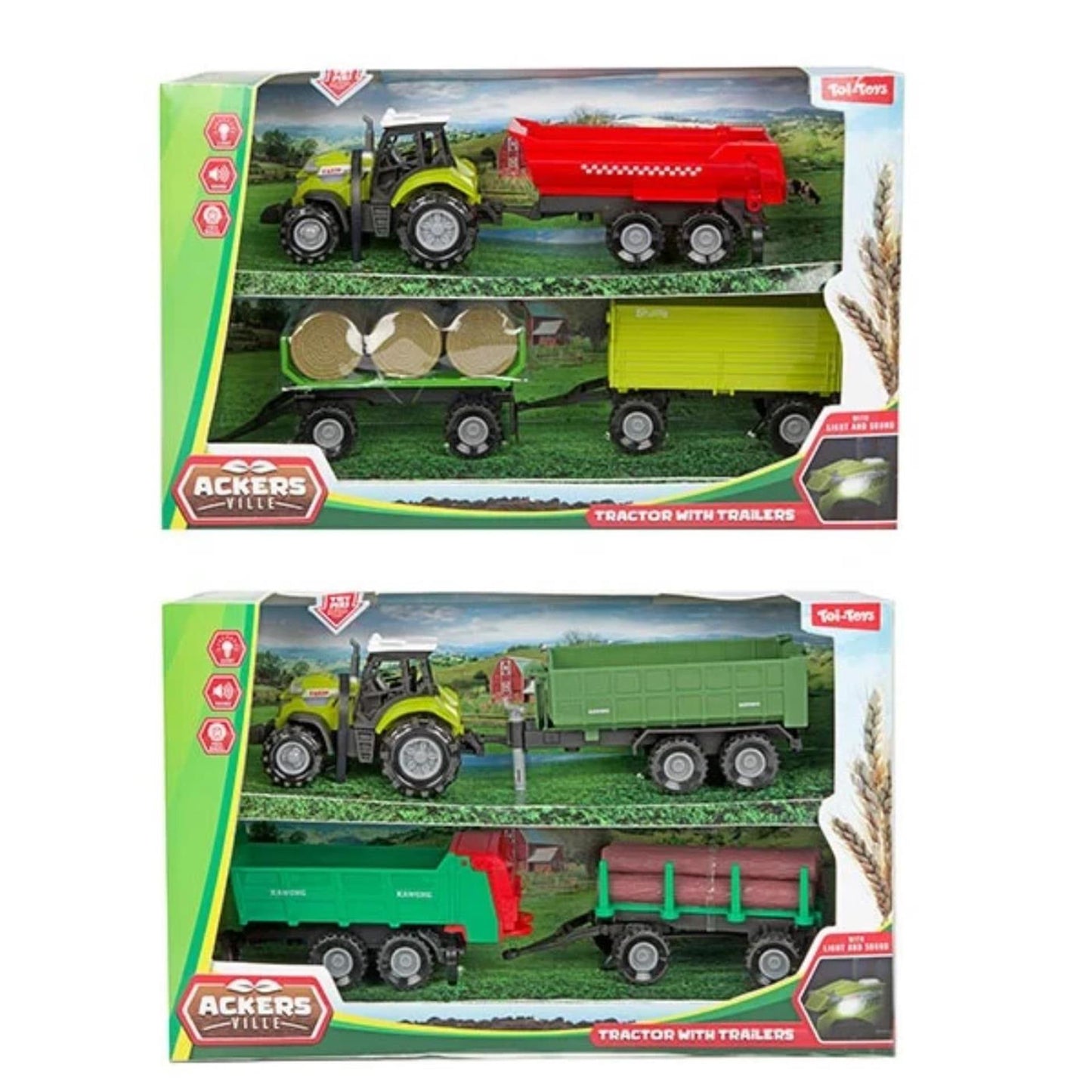 Toi-toys toi toys set tractor con 3 remolques 10cm