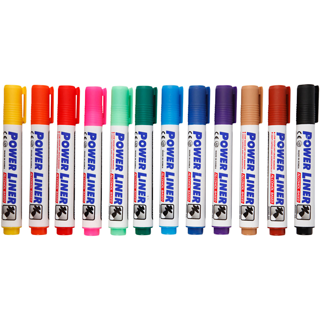 Pennarelli per lavagna, larghezza tratto 4 mm, vari colori, 12 pezzi, 1 scatola