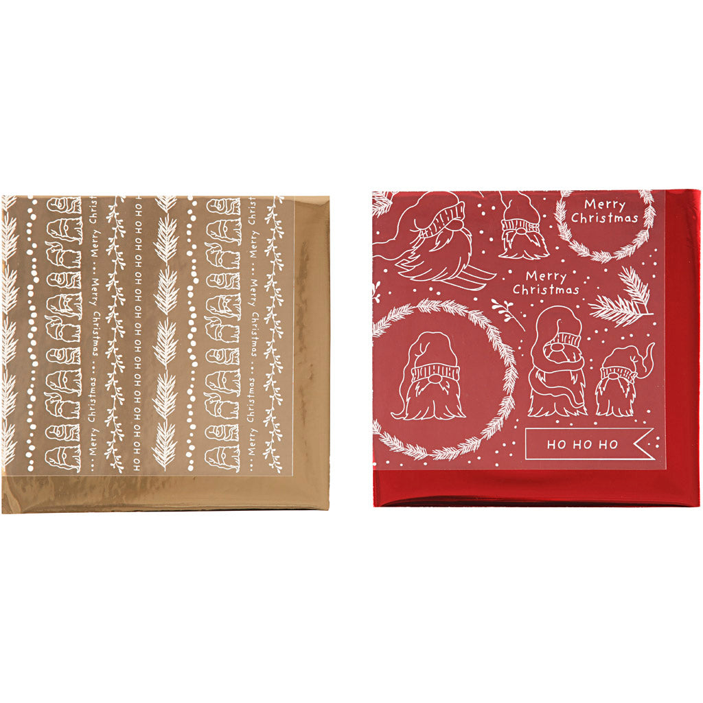 Creativ company lámina decorativa y hoja transfer, Navidad tradicional, hoja 15x15 cm, dorado, rojo, 2x2 hojas 1 caja