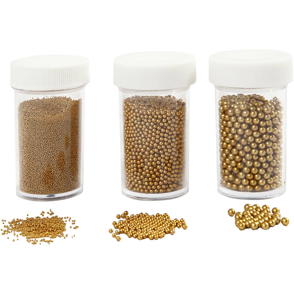 Mini pietre di vetro Creativ Company, misura 0,6-0,8+1,5-2+3 mm, oro, 3x45 g 1 scatola