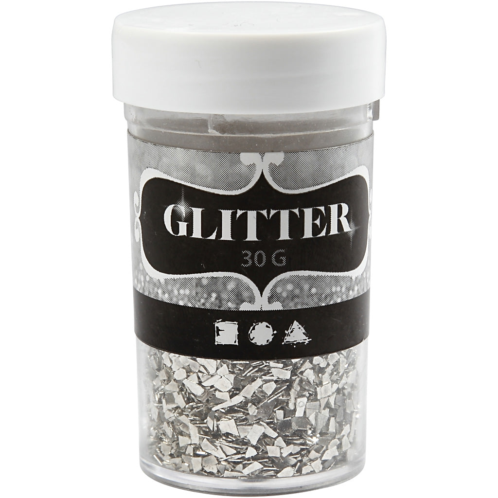Glitter Creative Company, misura 1-3 mm, argento, 30 gr 1 scatola