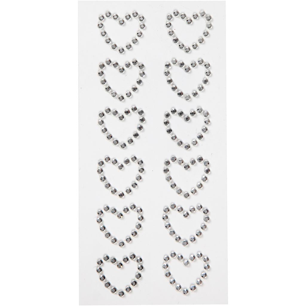 Creativ company corazones de estrás, tamaño 23x21 mm, plateado, 12 piezas 1 caja