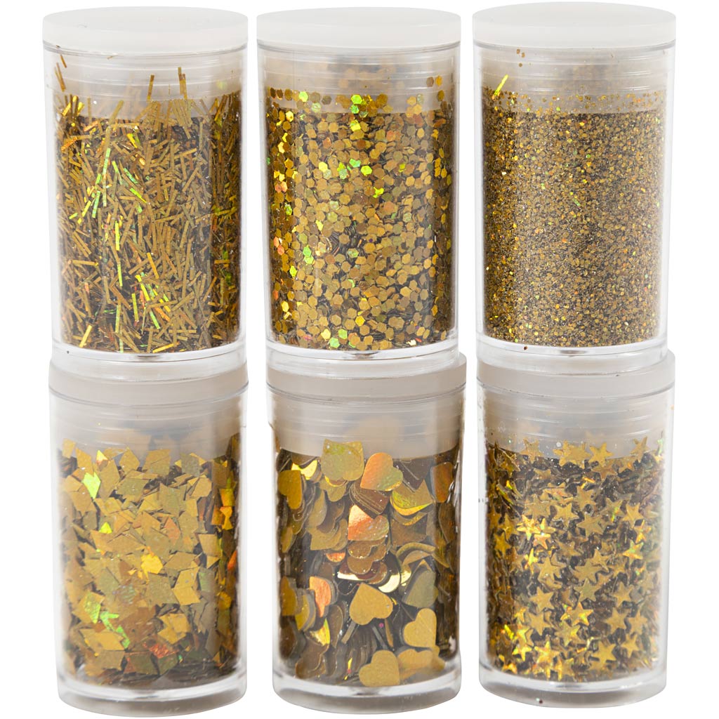Creativ company bio sparkles paillettes, oro, 6x7 ml 1 scatola