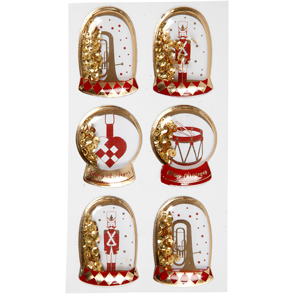 Vivi gade adesivi shaker, schiaccianoci, dimensioni 49x32+45x36 mm, oro, 6 pezzi 1 scatola