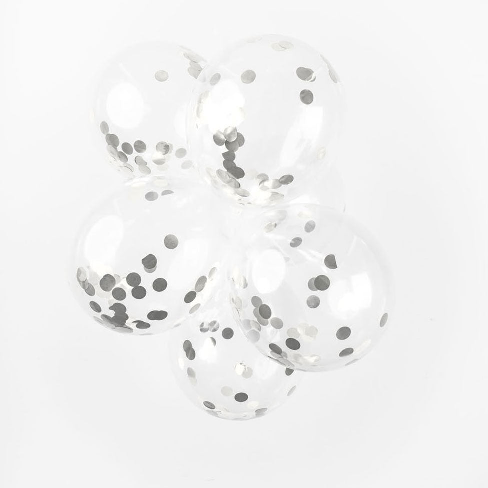 Confeti globos papel confeti zilve metálico 30 cm, 6st.