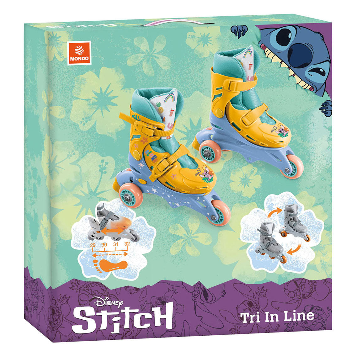 Pattini a rotelle Mondo 3 ruote cucite - misura 29-32 cm
