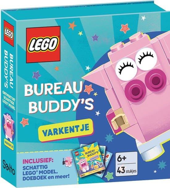 El escritorio de Lego con globos amigos del cerdo.