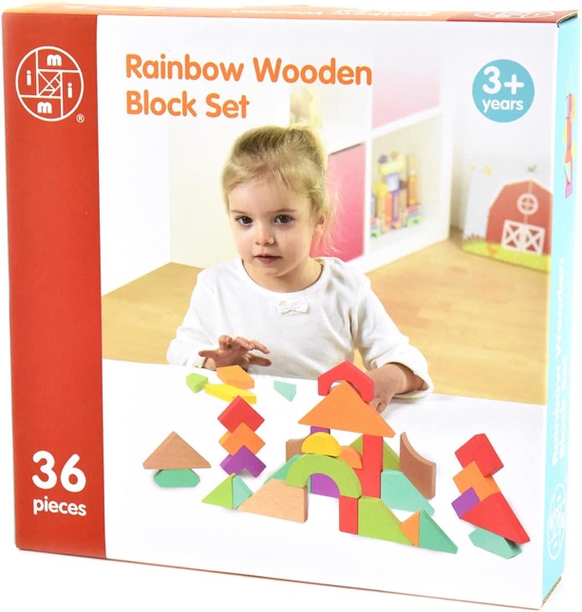 I blocchi di legno arcobaleno impostati con 36 parti