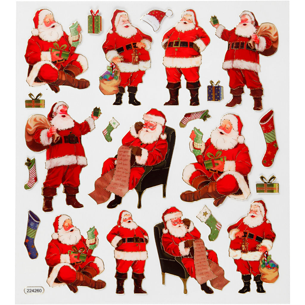 Adesivi aziendali Creativ, classico Babbo Natale, foglio 15x16,5 cm, ca. 22 pezzi, 1 foglio