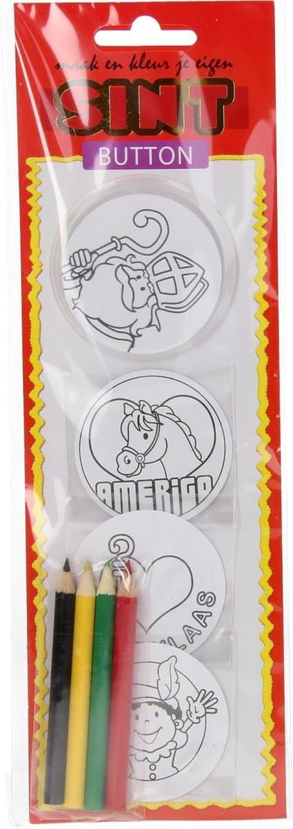 Sinterklaas que fabrican un diámetro de 6 cm que incluye lápices de colores