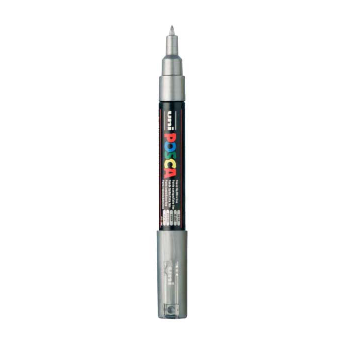 UNI-POSCA POSCA MARKER, AFM PC-1M, spessore della linea 0,7 mm, extra-fine, argento, 1 pezzo