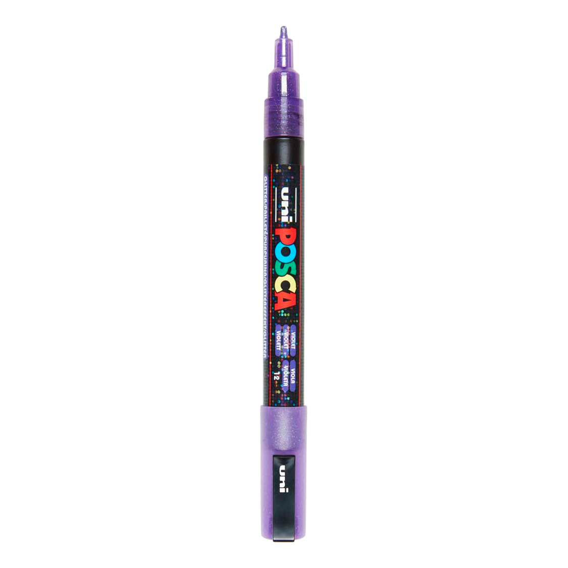 Pennarello Uni posca pc3m glitter viola - punta tonda fino a 1,3 mm