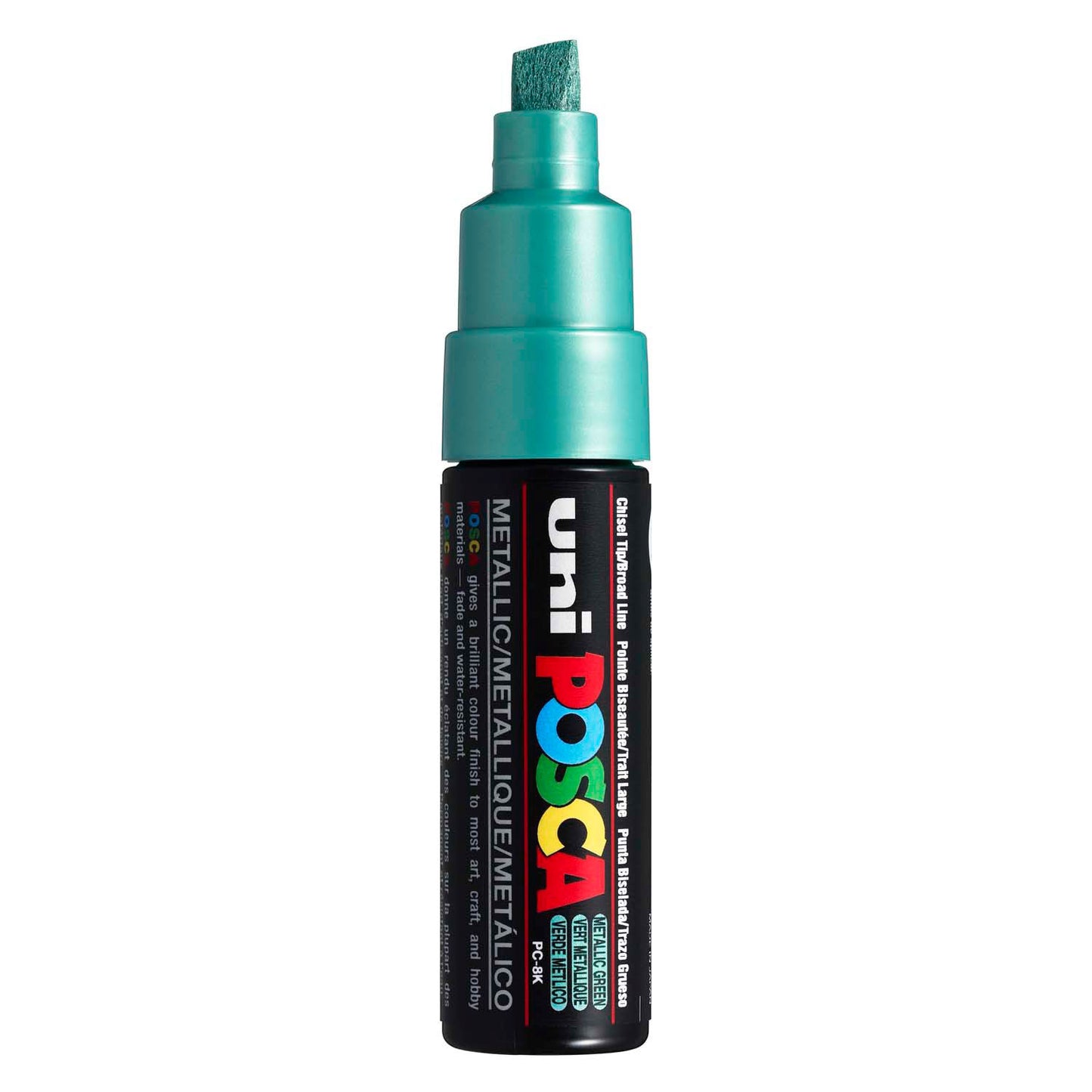 UNI-POSCA POSCA MARKER, AFM PC-8K, spessore della linea 8 mm, largo, metallico verde, 1 pezzo